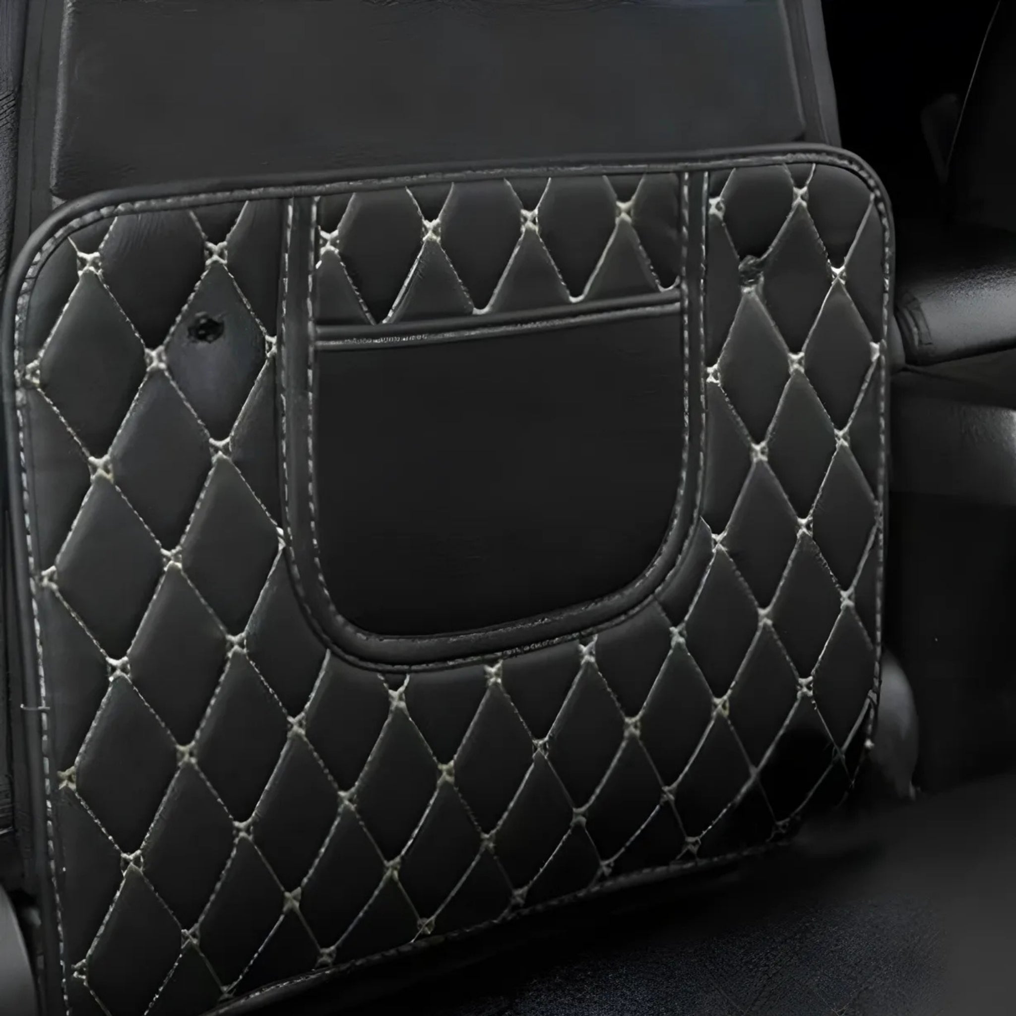 Tapis anti-coup de pied voiture | Protection siège arrière cuir PU demi-taille avec organisateur | Tidykid