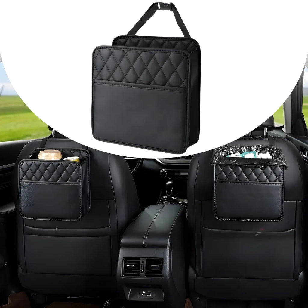 Sac de rangement voiture | Organisateur cuir PU avec poches et porte-gobelet | TIDYKID