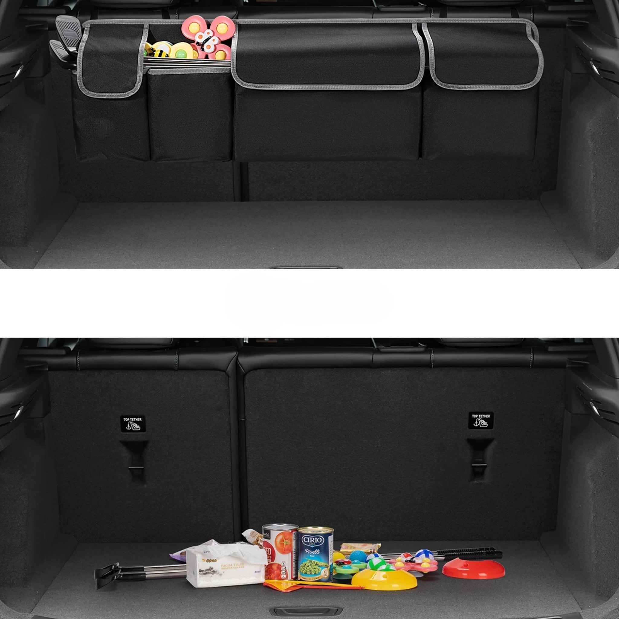 Organisateur de coffre de voiture | Rangement suspendu SUV avec 4 poches 39x14 pouces | Tidykid